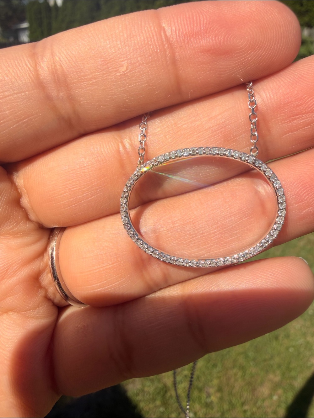 14k White Gold .50 Ctw Diamond Effy Necklace 15.75 Inches.